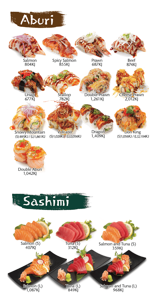 Menu, Wara Sushi Rockingham