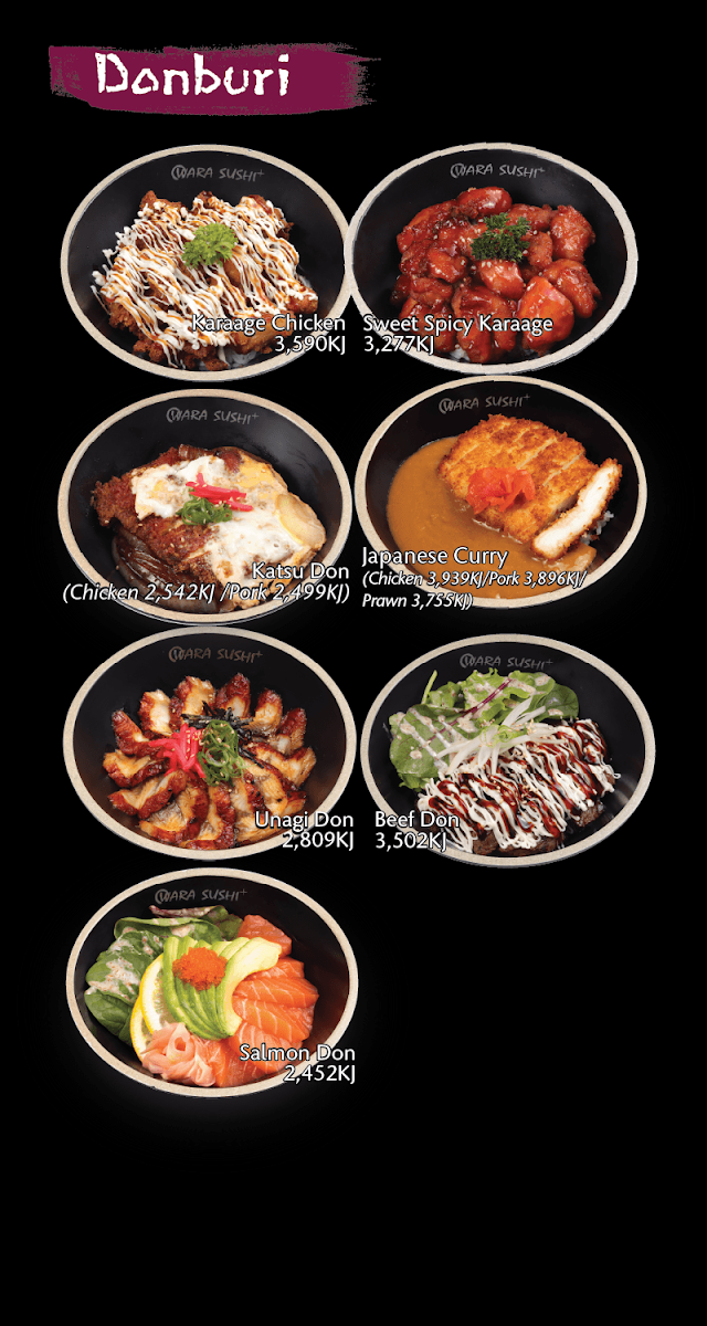 Menu, Wara Sushi Rockingham