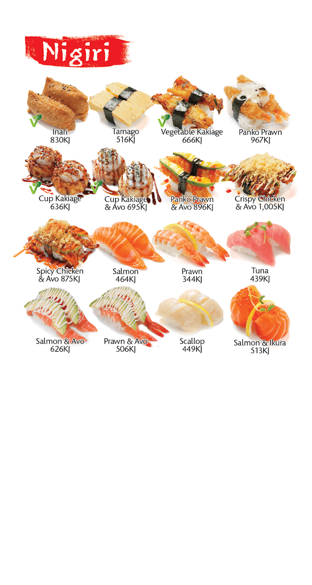 Menu, Wara Sushi Rockingham
