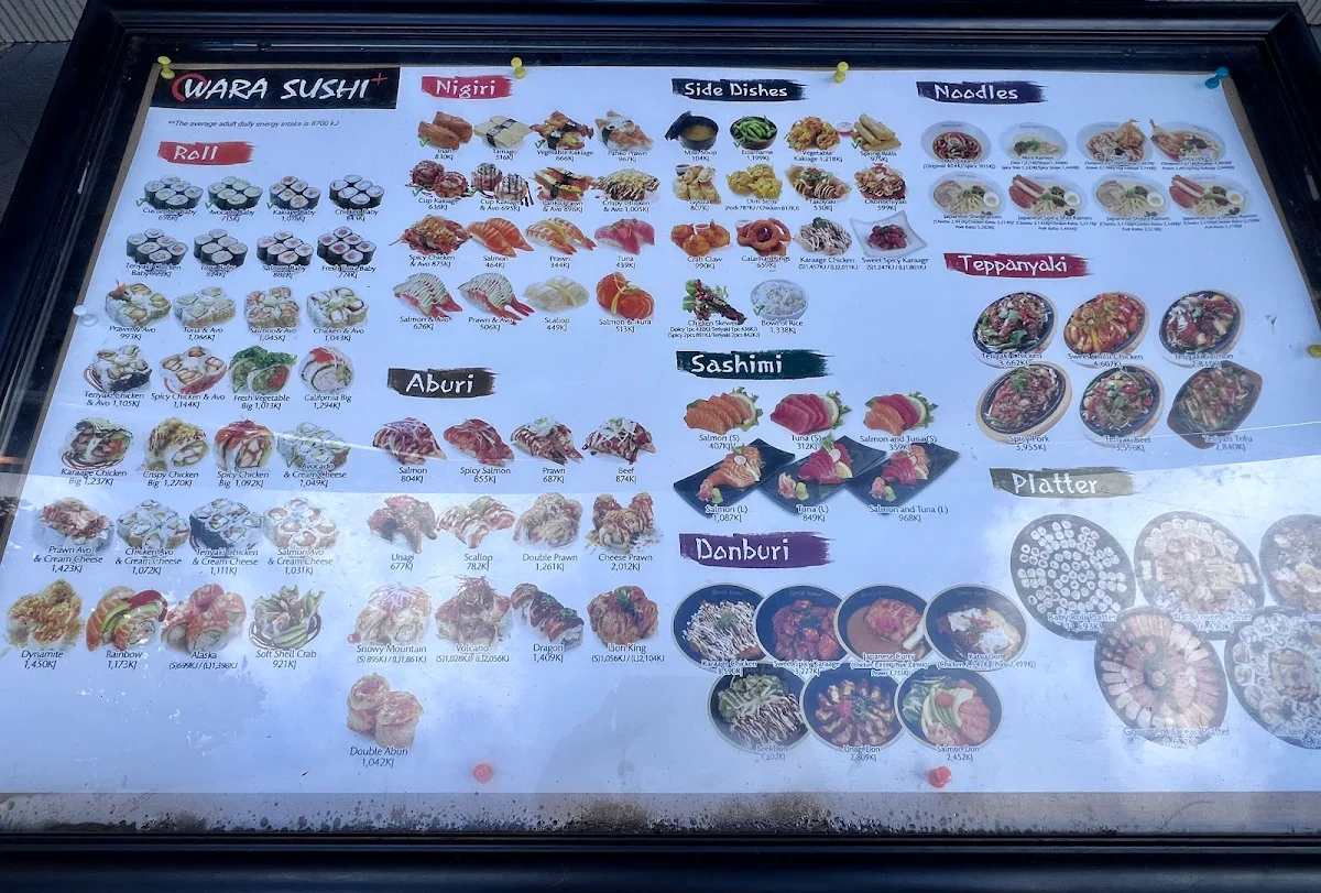 Menu, Wara Sushi Rockingham