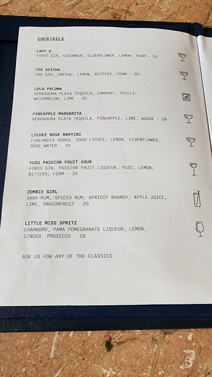 Menu, Light Years - Newcastle