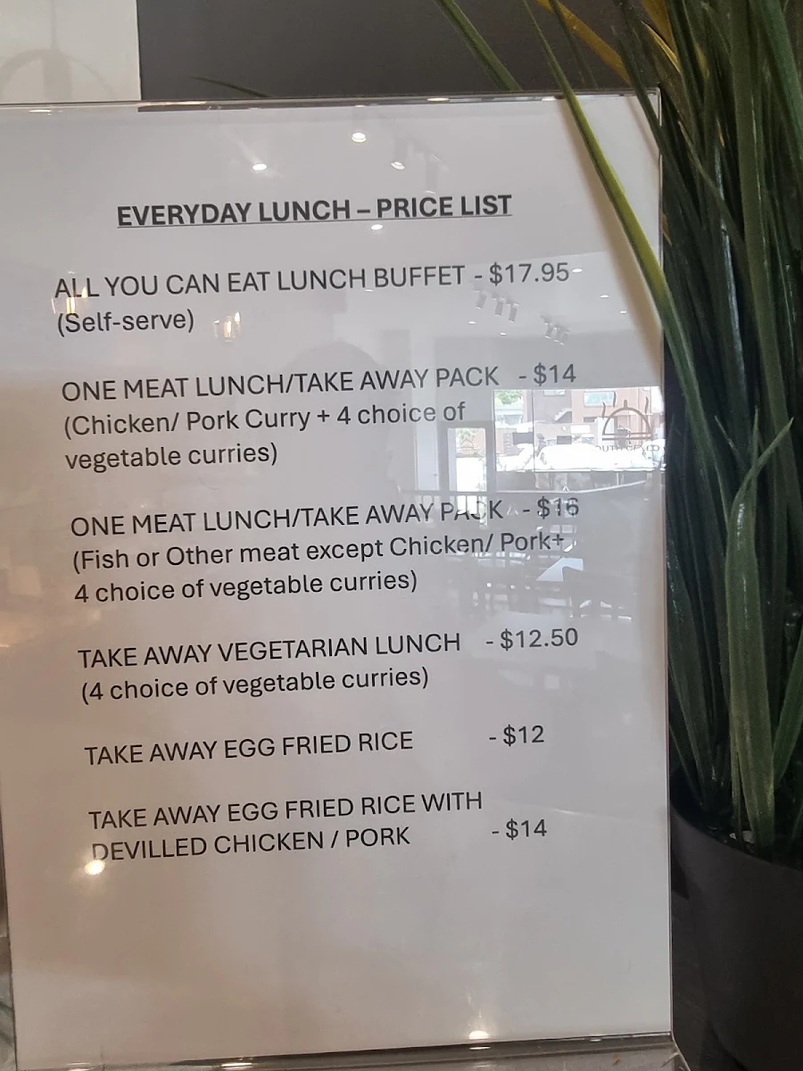 Menu, South Ceylon