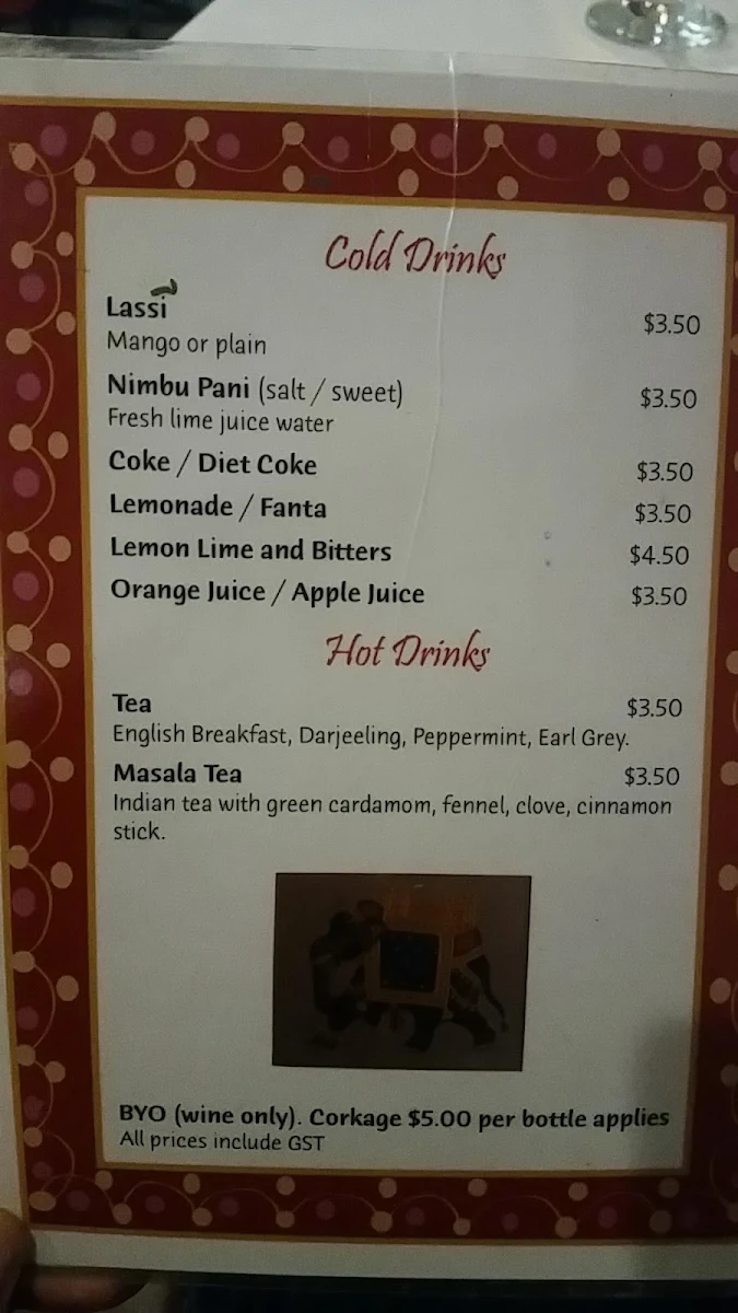Menu, Maharaja Authentic Indian Restaurant