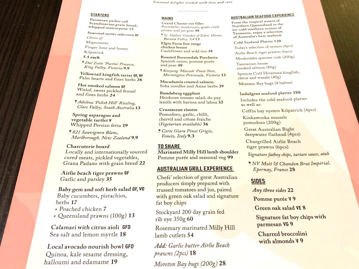 Menu, Garden Kitchen & Bar