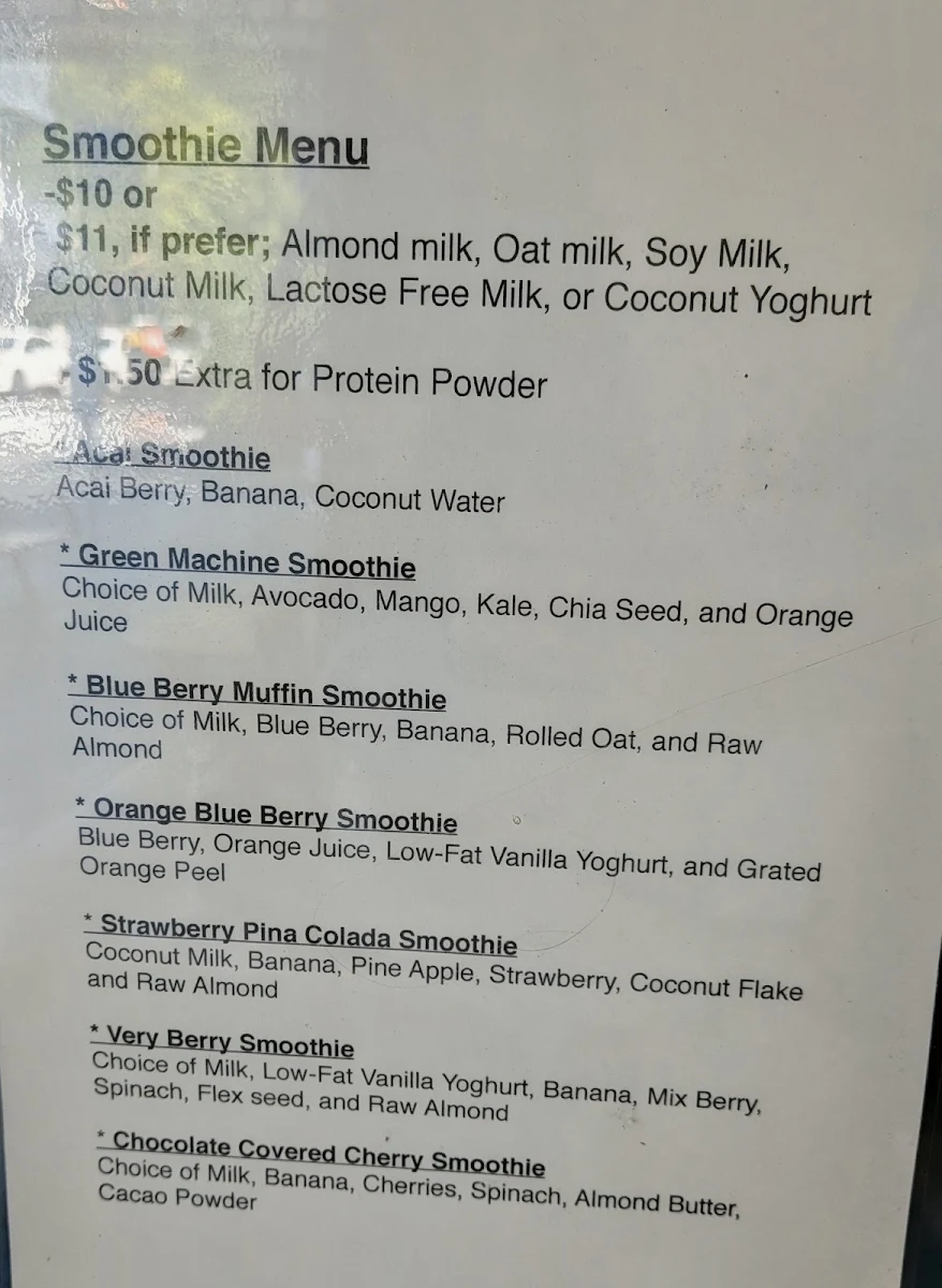 Menu, Eleven Miles