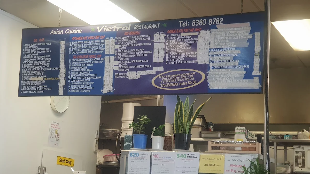 Menu, AVA Vietral Restaurant