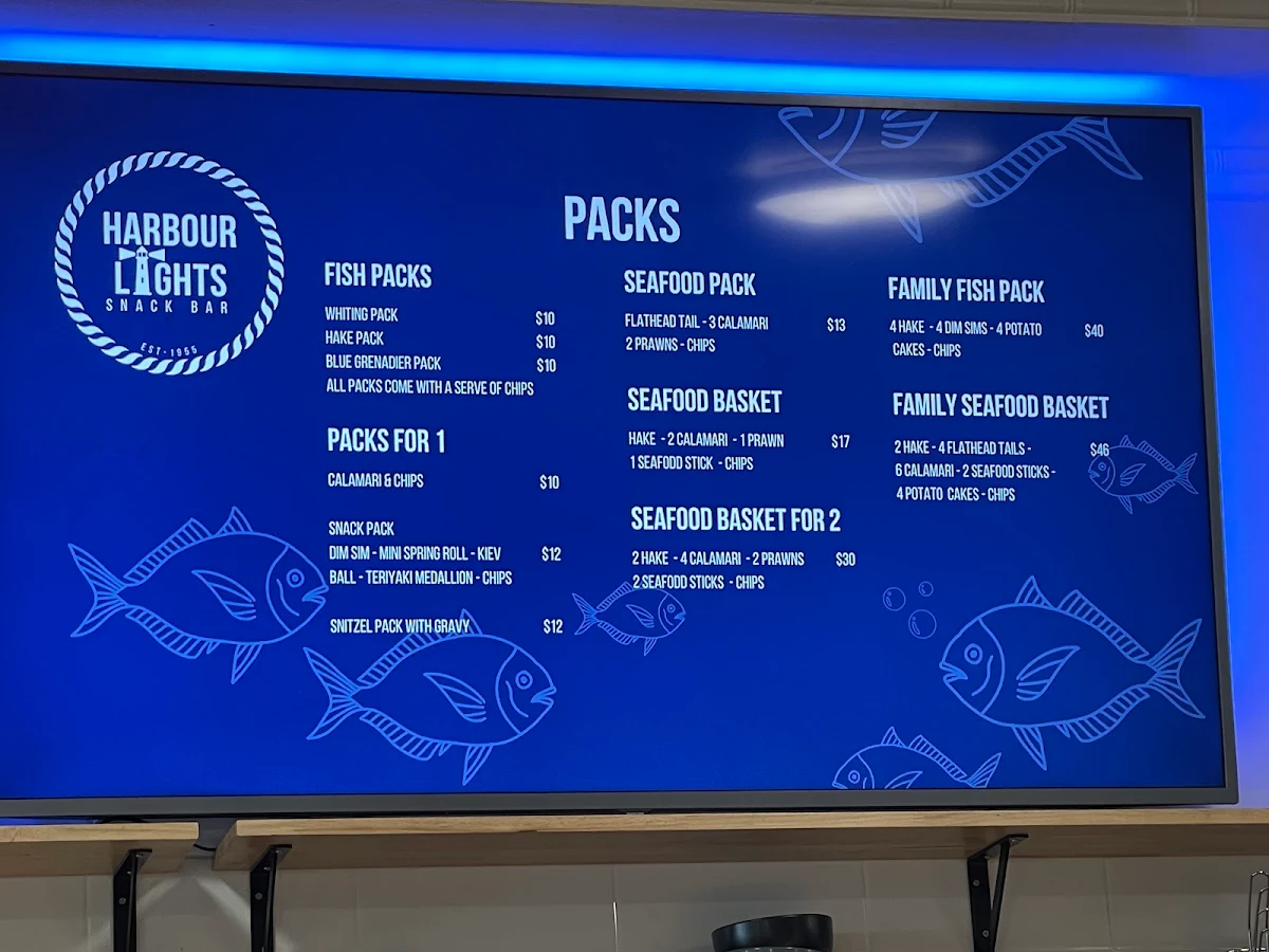 Menu, Harbour Lights Snack Bar