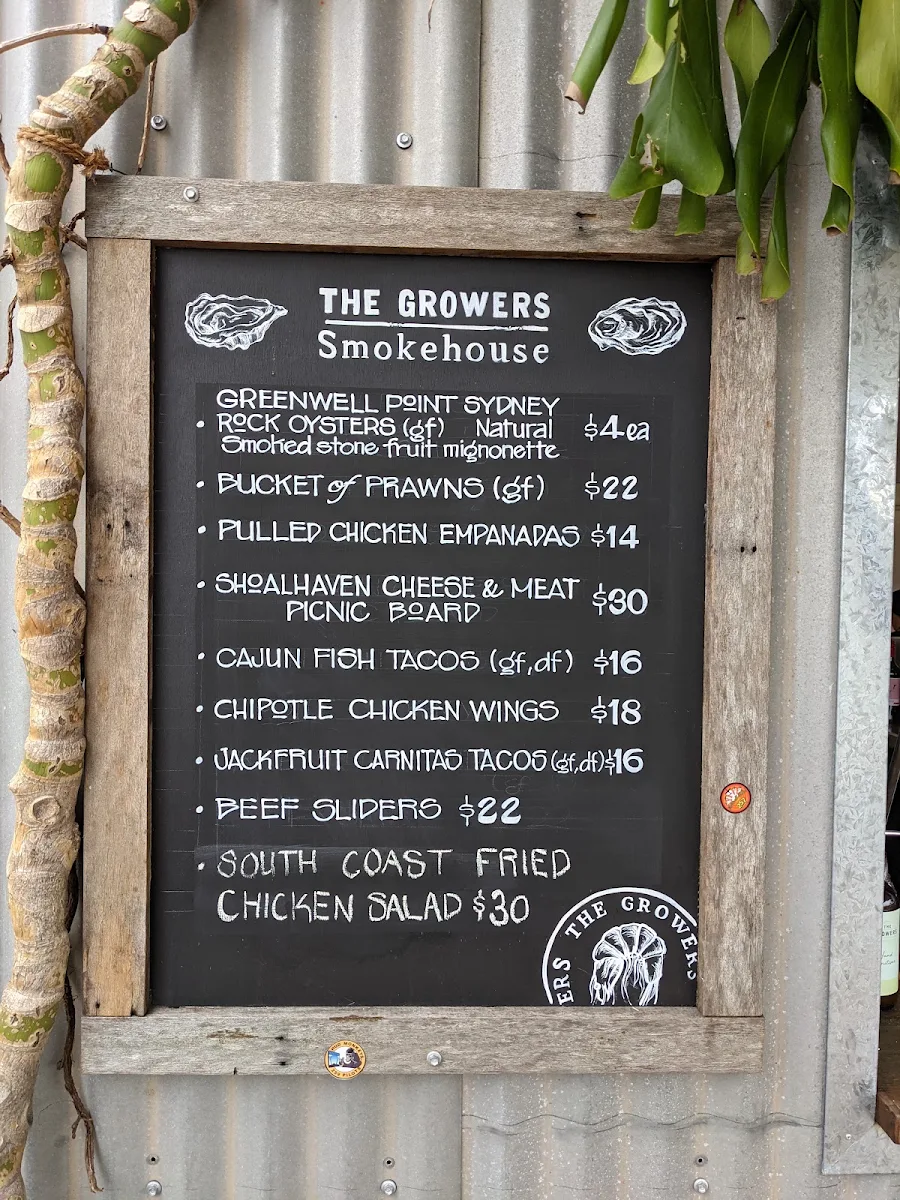 Menu, The Growers By Ponte (Previously The Growers Shoalhaven)