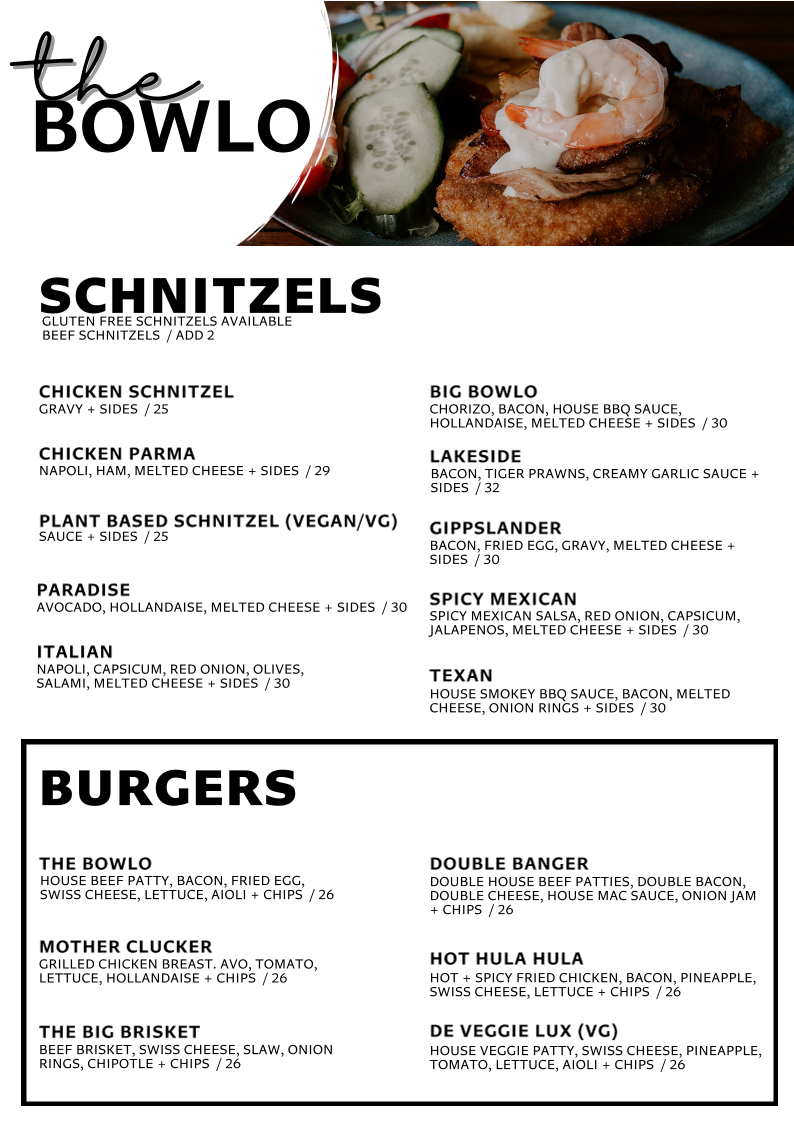 Menu, Lakeside Club