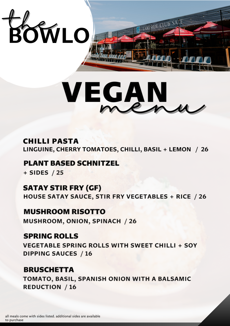 Menu, Lakeside Club