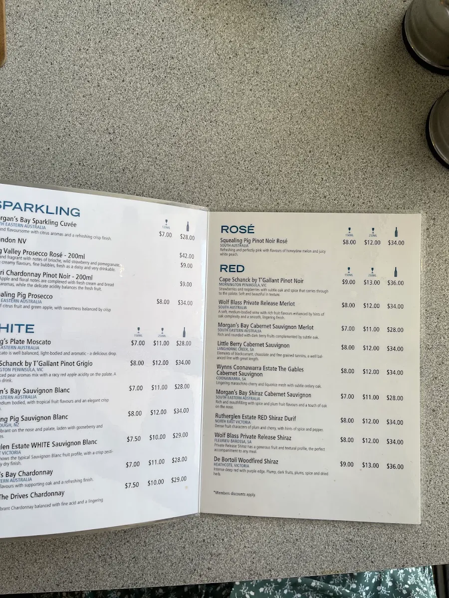 Menu, Lakeside Club