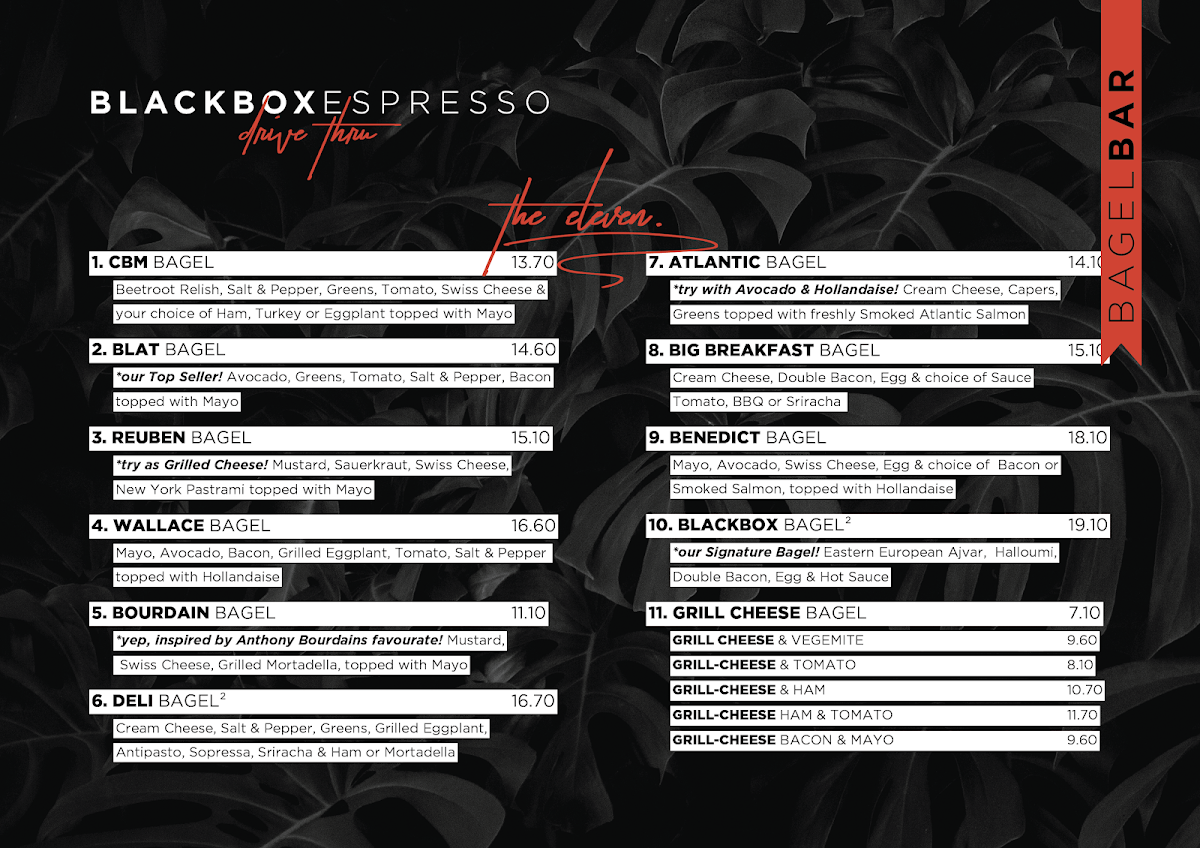 Menu, Blackbox Espresso Drive-Thru