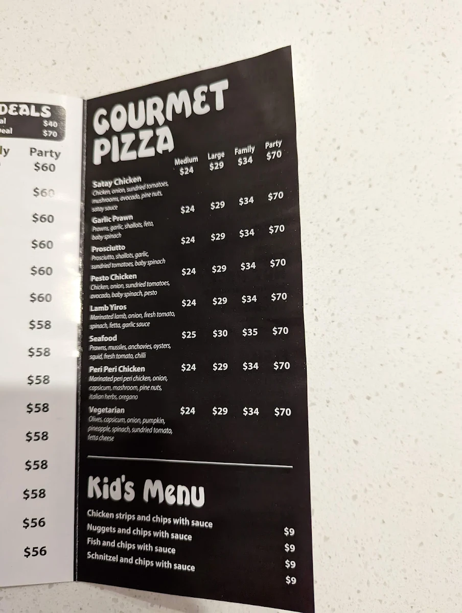Menu, Pancho's Pizza & Pasta