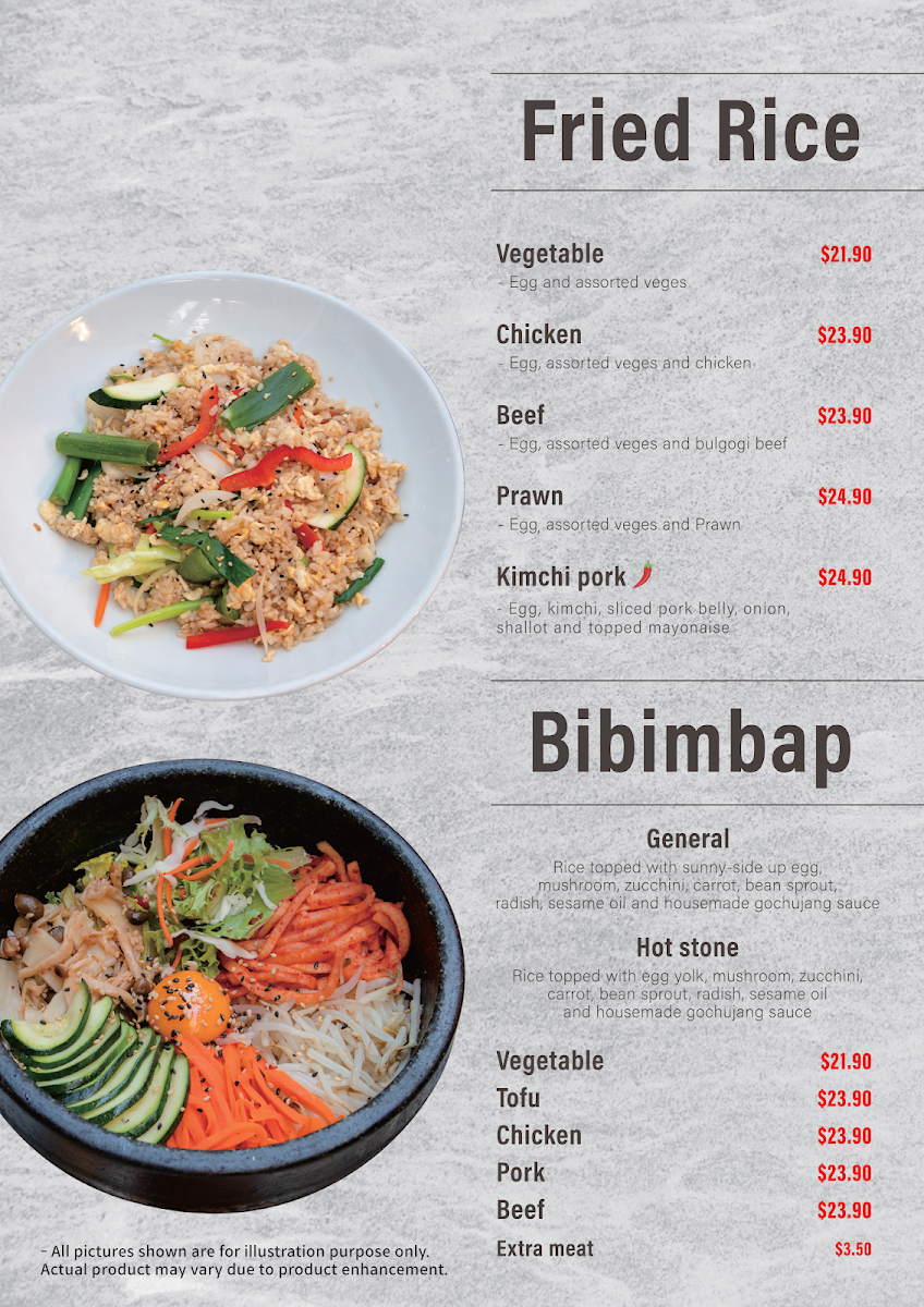 Menu, Korean Kitchen