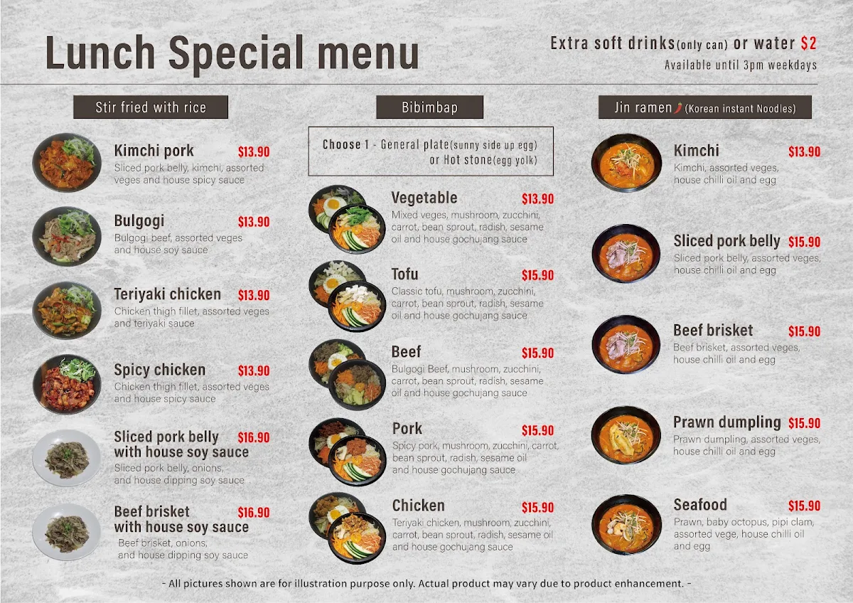 Menu, Korean Kitchen