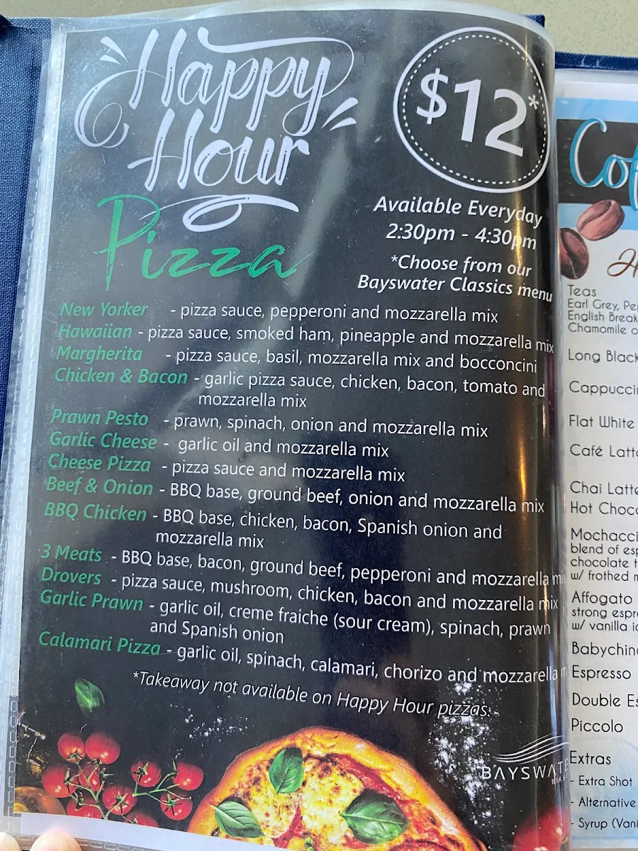 Menu, The Bayswater Bar and Grill