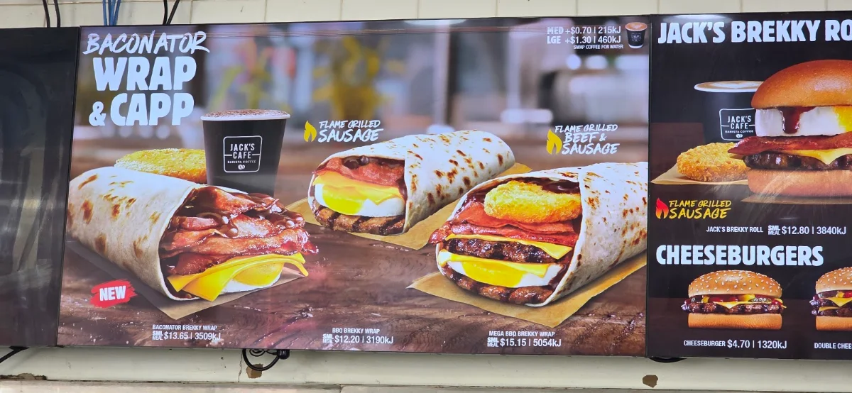 Menu, Hungry Jack's Burgers Mackay