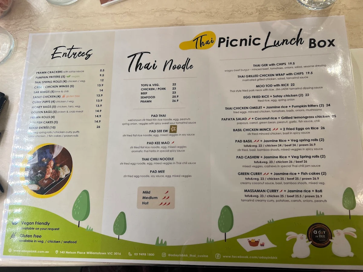 Menu, A day in BKK - Williamstown