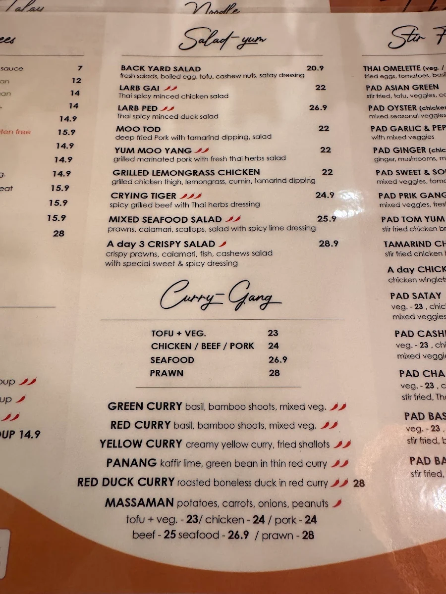Menu, A day in BKK - Williamstown