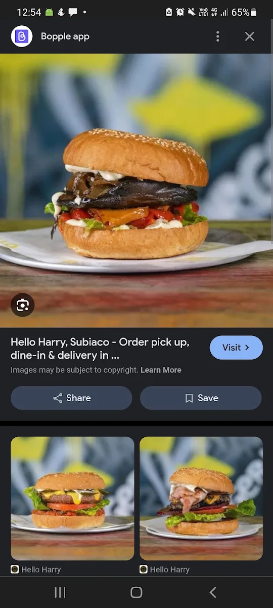 Menu, Hello Harry The Burger Joint (Toowoomba)