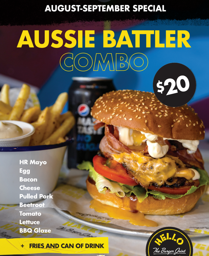 Menu, Hello Harry The Burger Joint (Toowoomba)