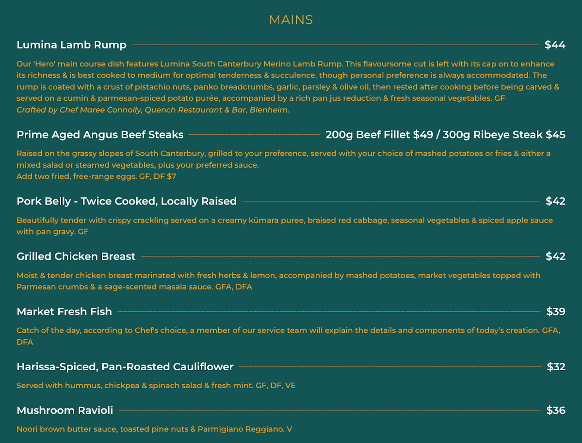 Menu, Mark eat Rundle Mall
