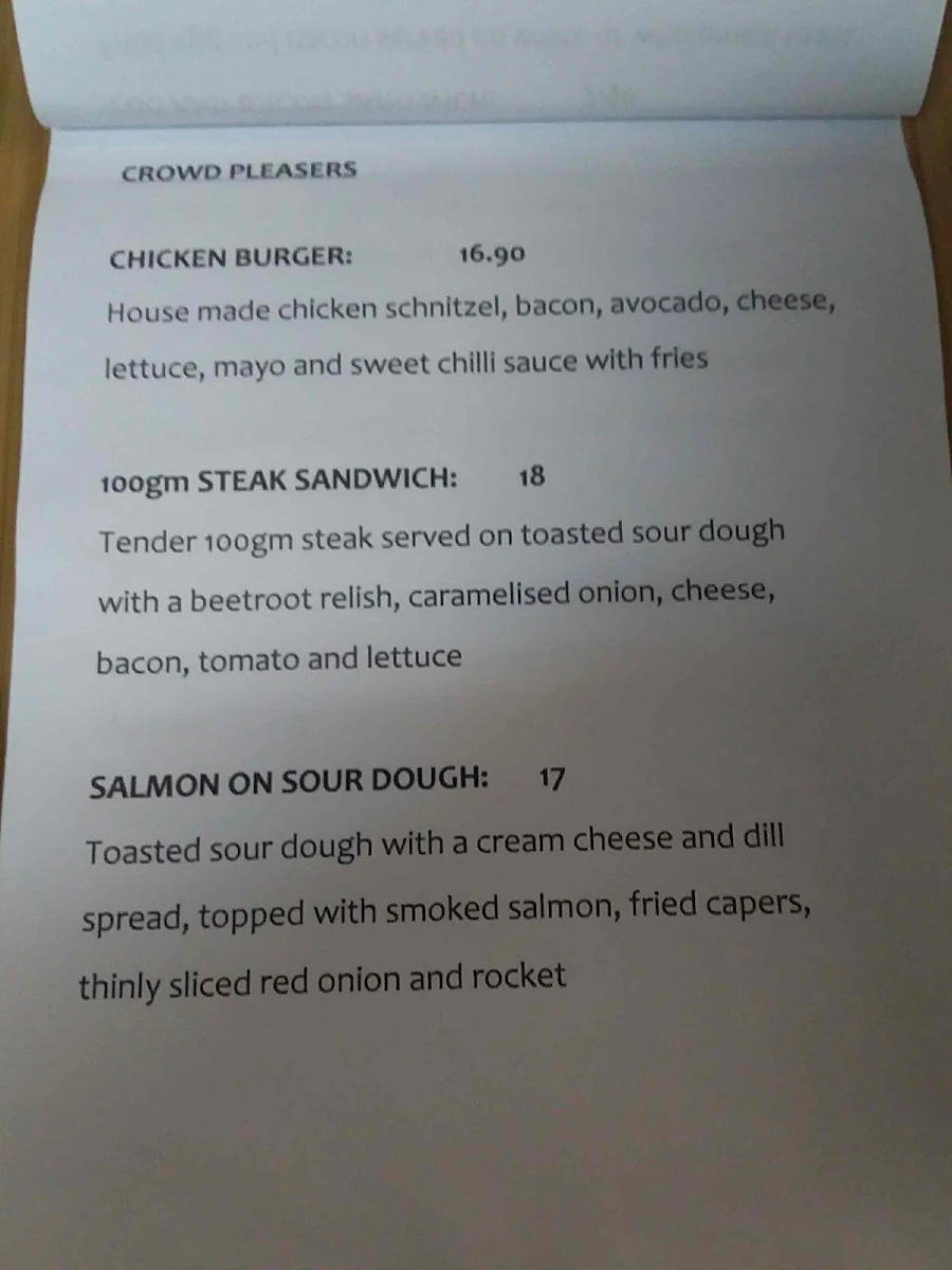 Menu, Bean Machine