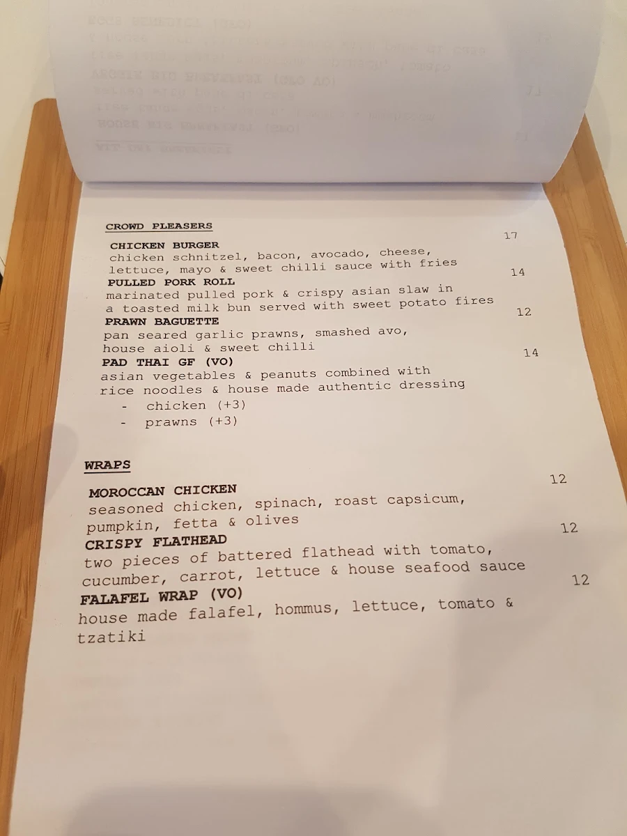 Menu, Bean Machine