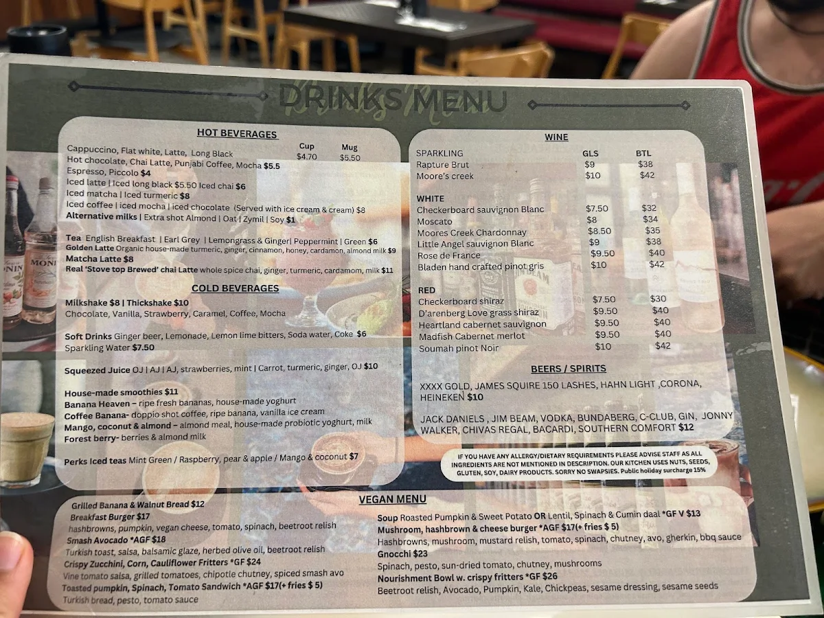 Menu, Perk's Kitchen