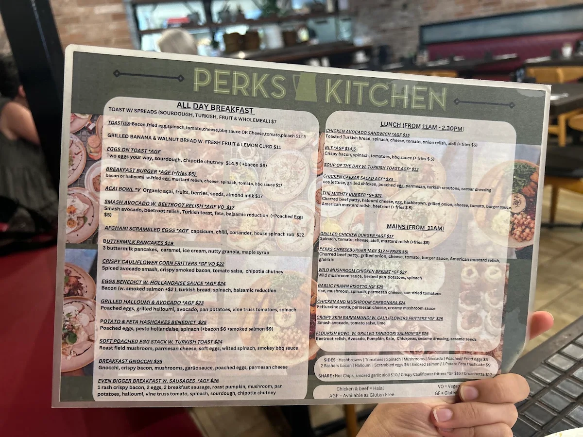 Menu, Perk's Kitchen