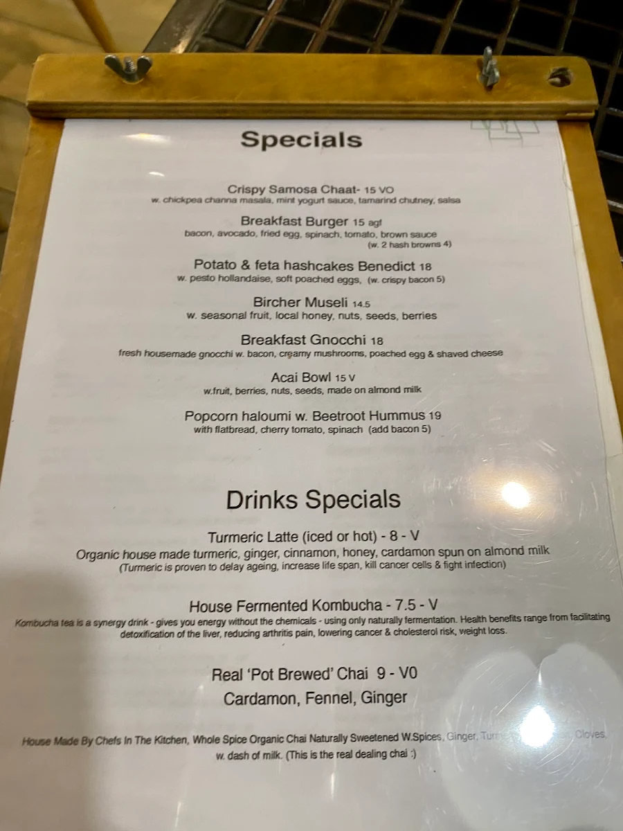 Menu, Perk's Kitchen