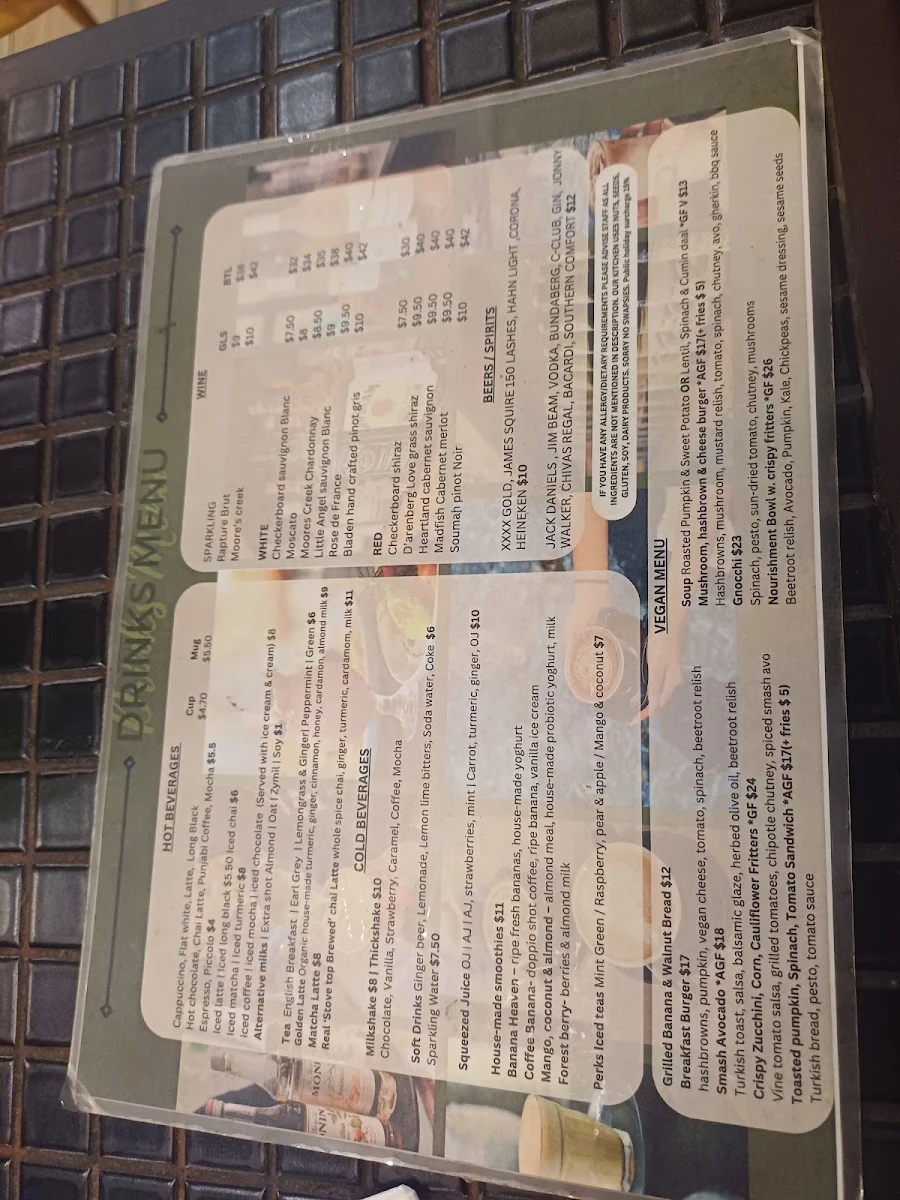 Menu, Perk's Kitchen