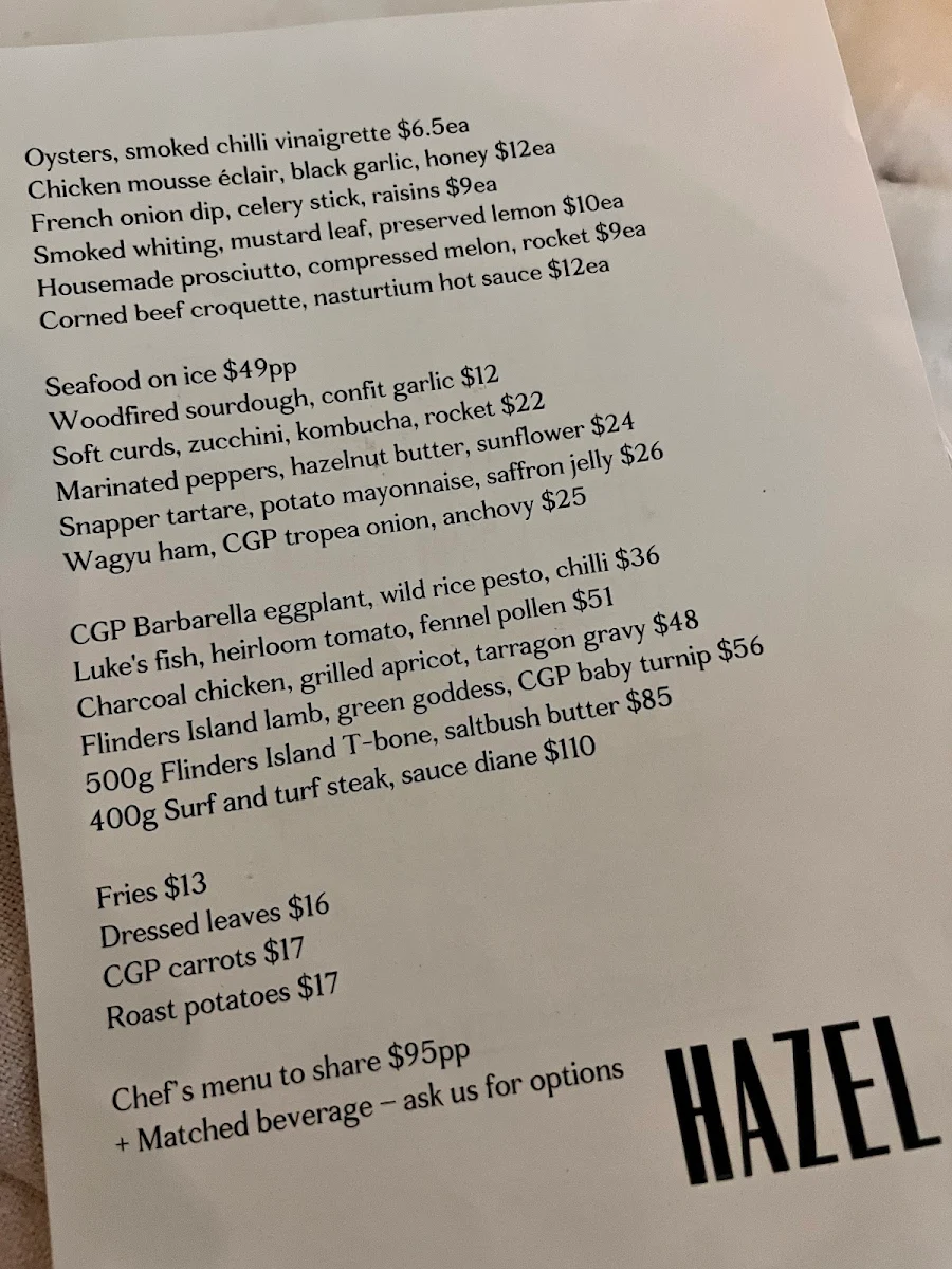 Menu, Hazel