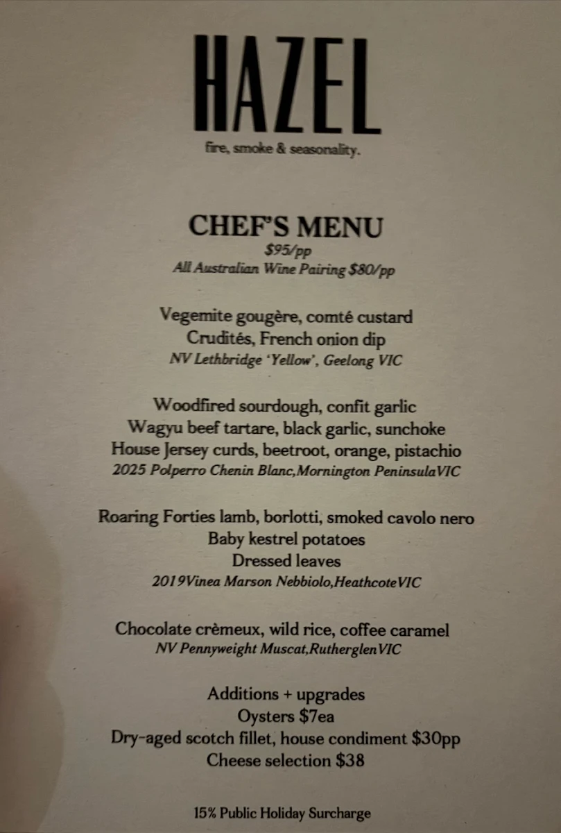 Menu, Hazel