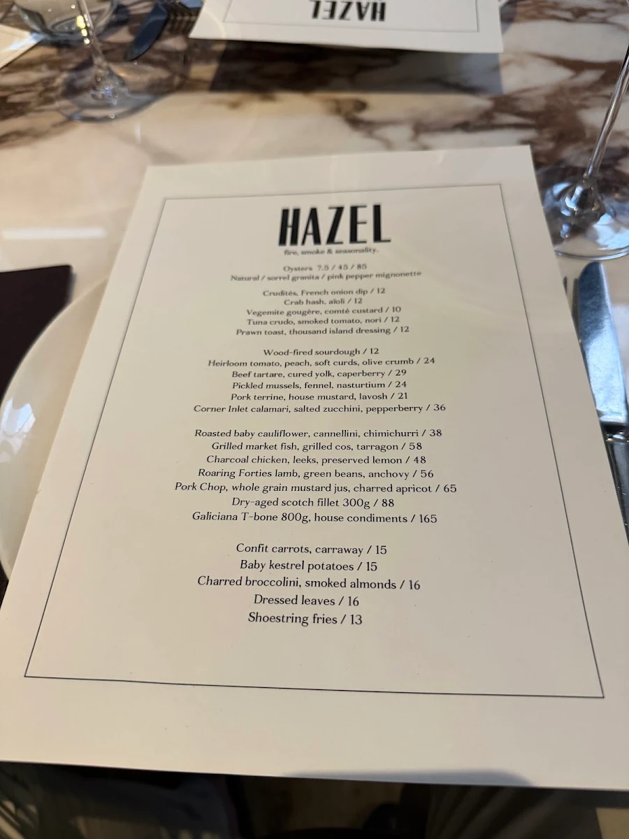 Menu, Hazel