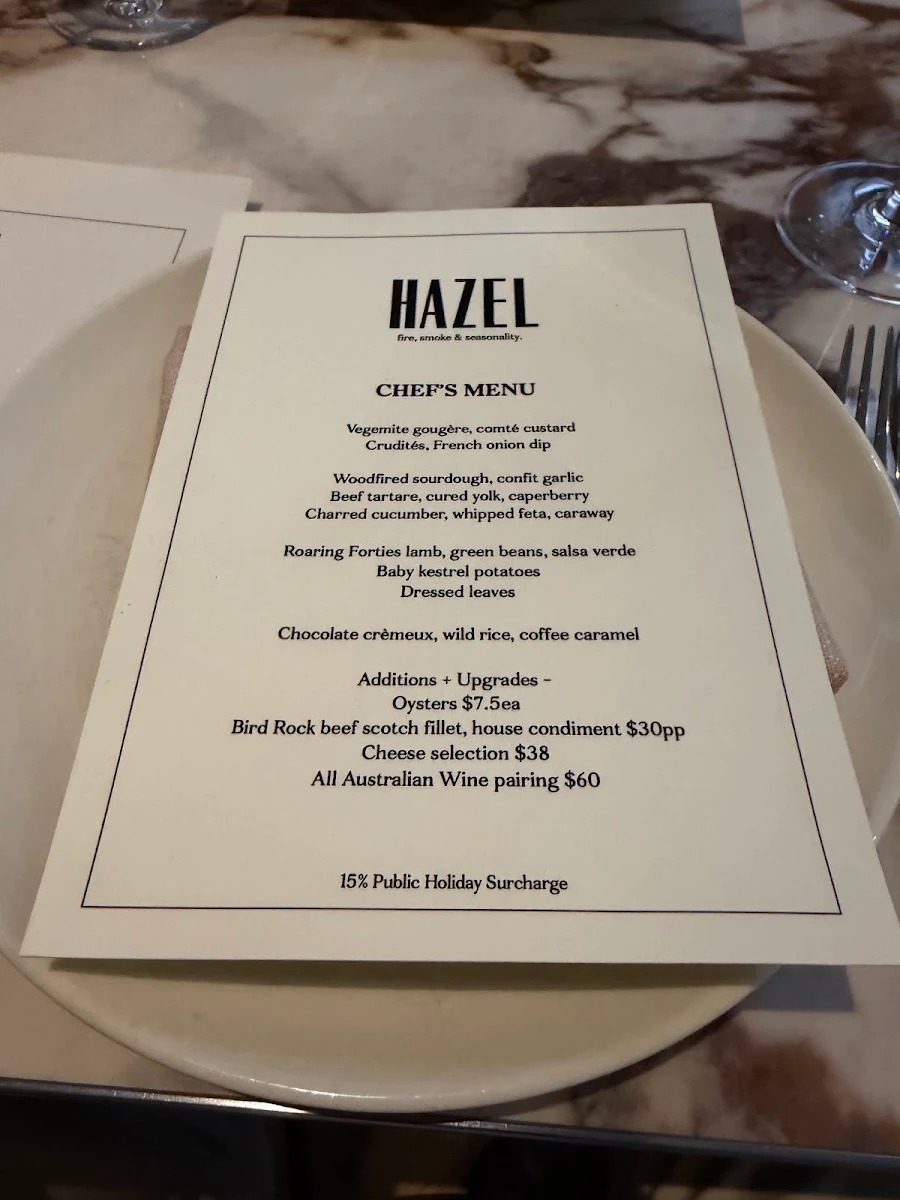 Menu, Hazel