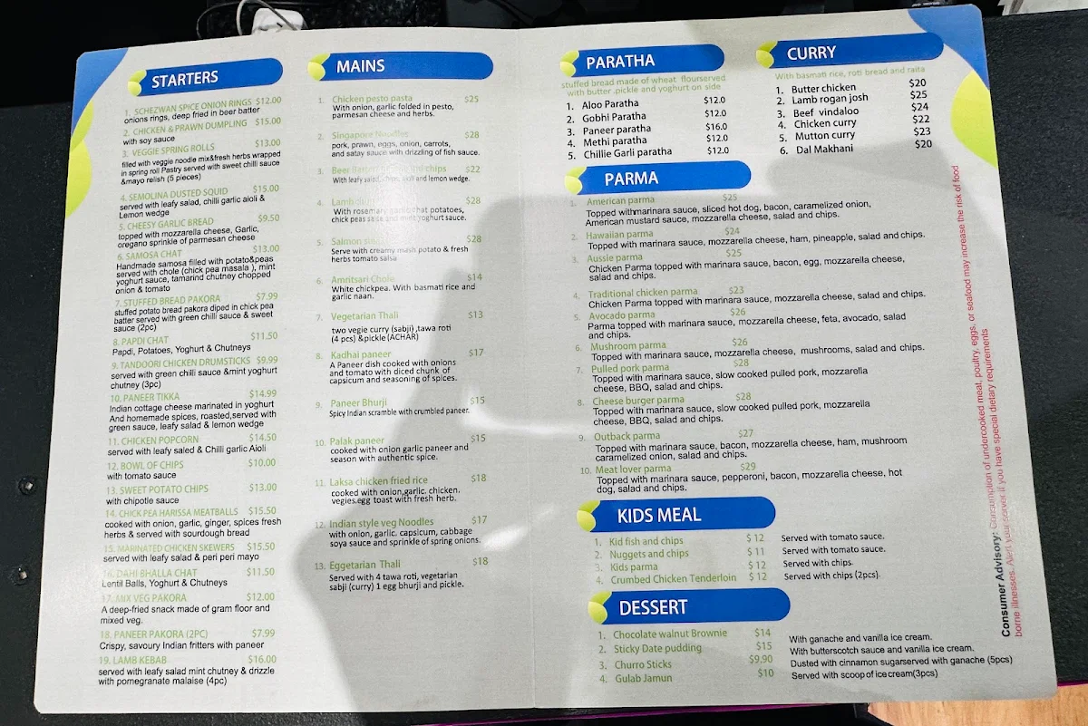 Menu, Kohali Kitchen