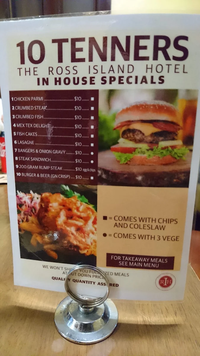 Menu, The Ross Island Hotel