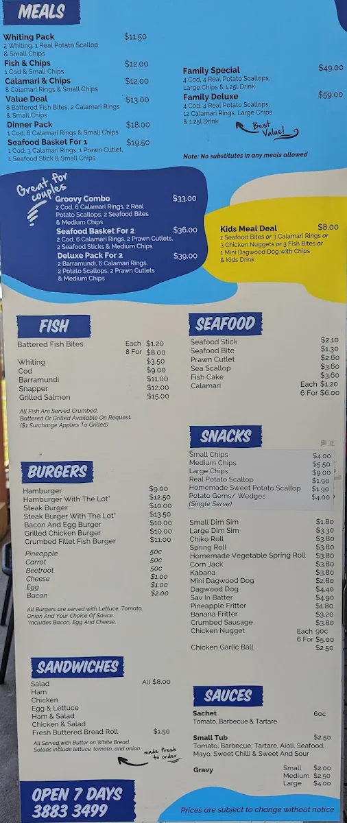 Menu, Groovy Groper