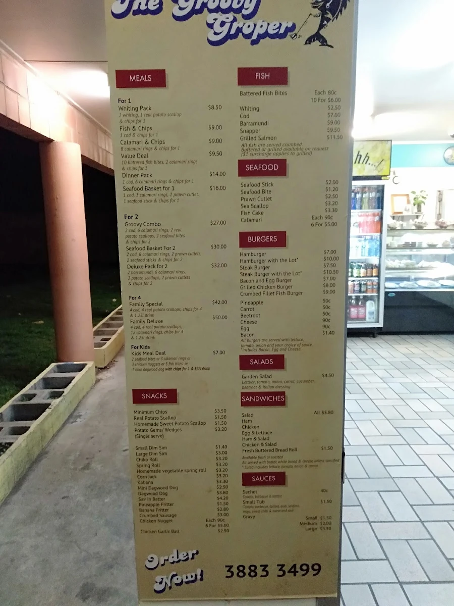 Menu, Groovy Groper