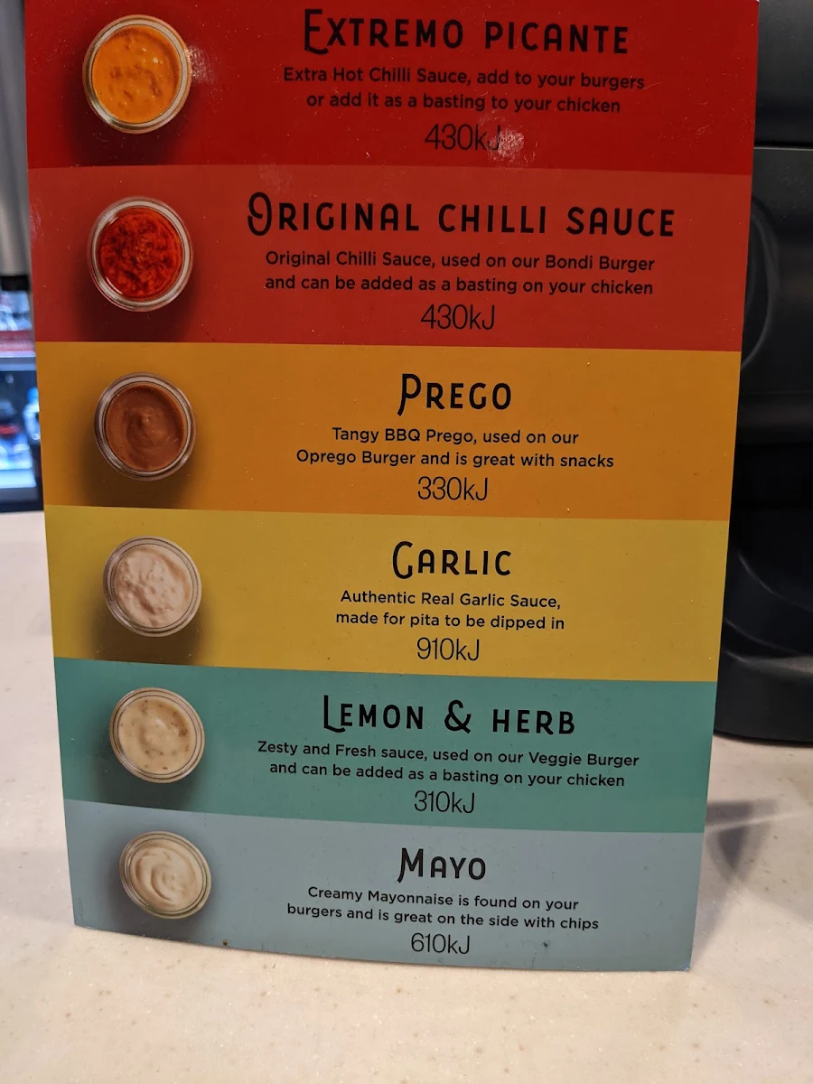 Menu, Oporto Padstow Drive Thru