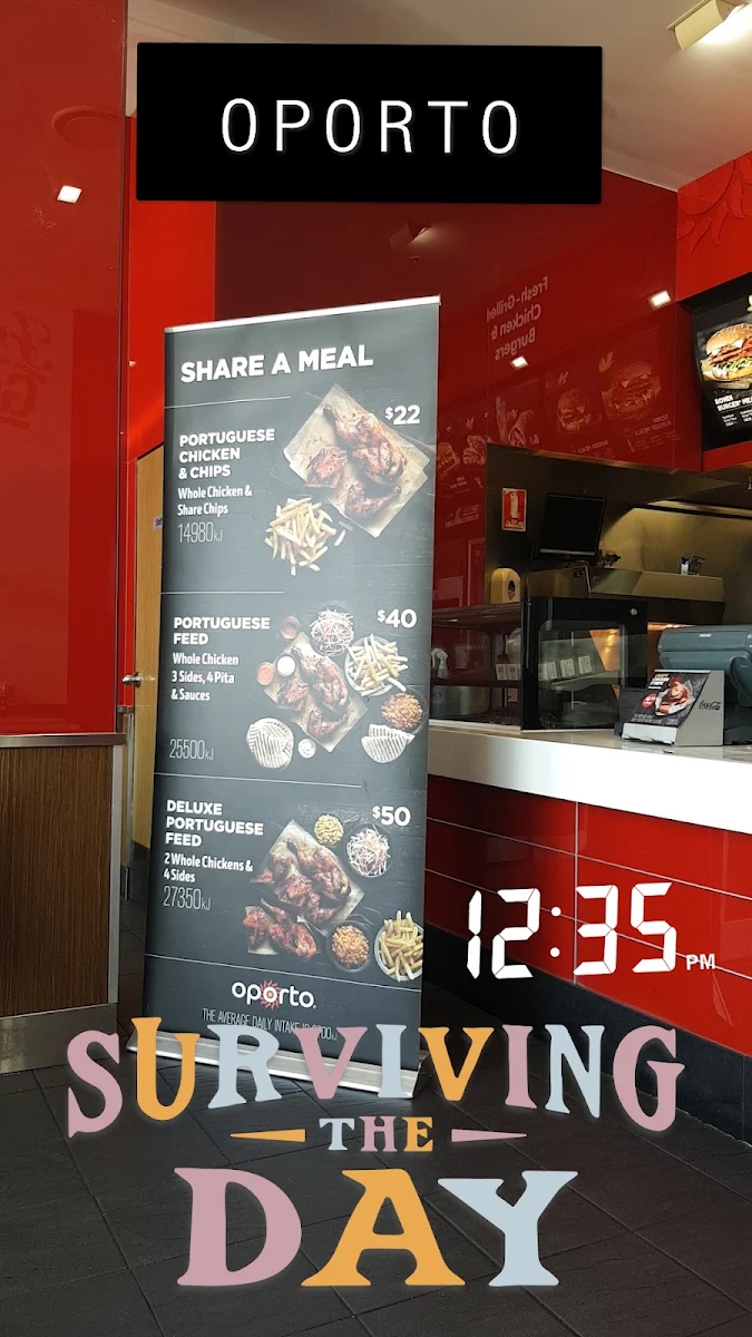 Menu, Oporto Padstow Drive Thru