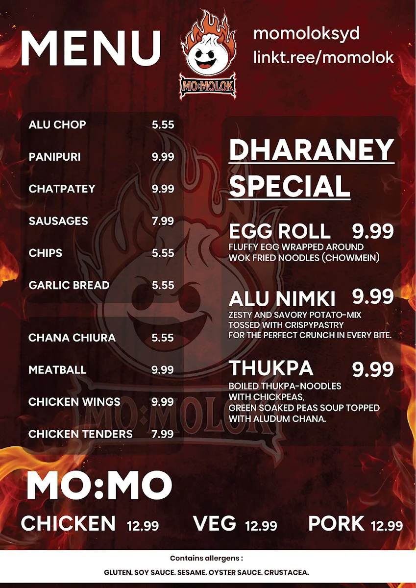 Menu, Momolok