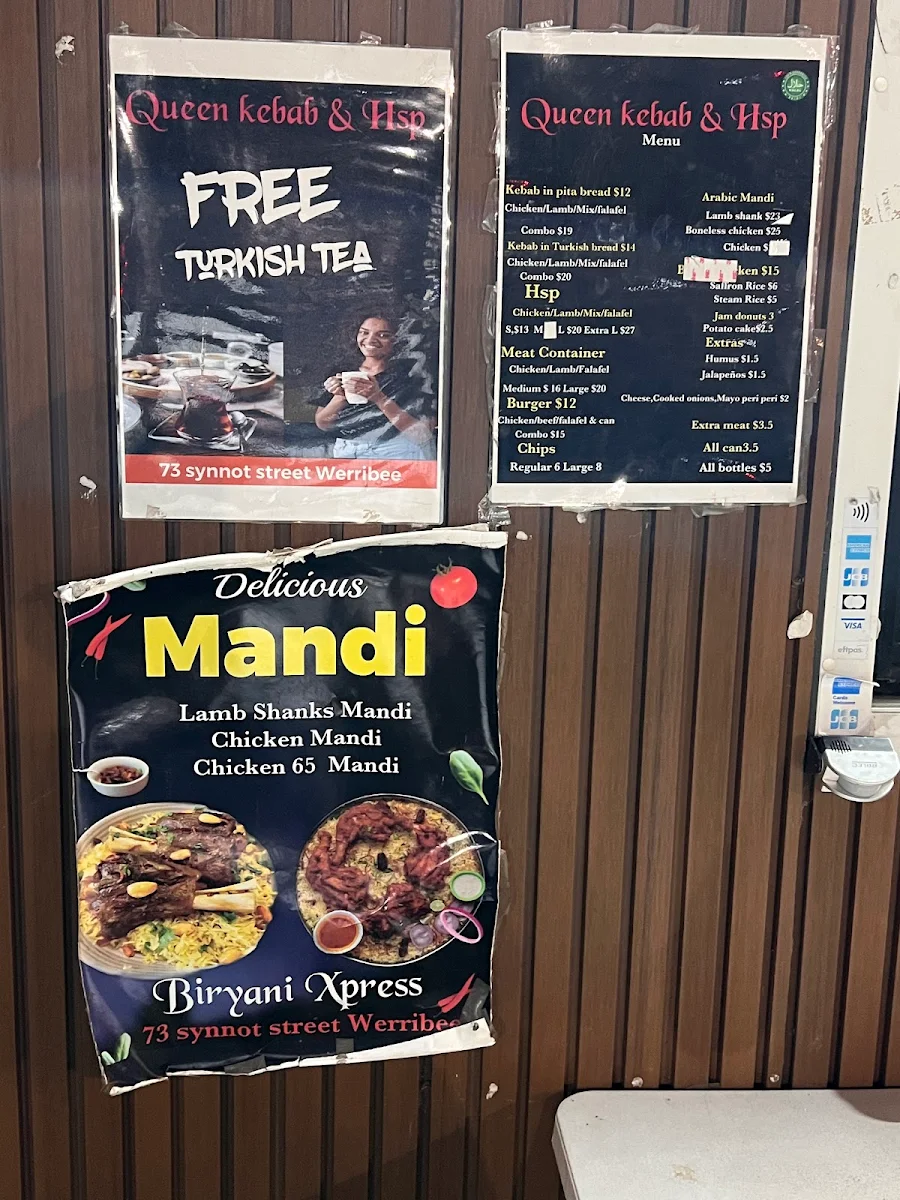 Menu, Queen Kebab and Hsp