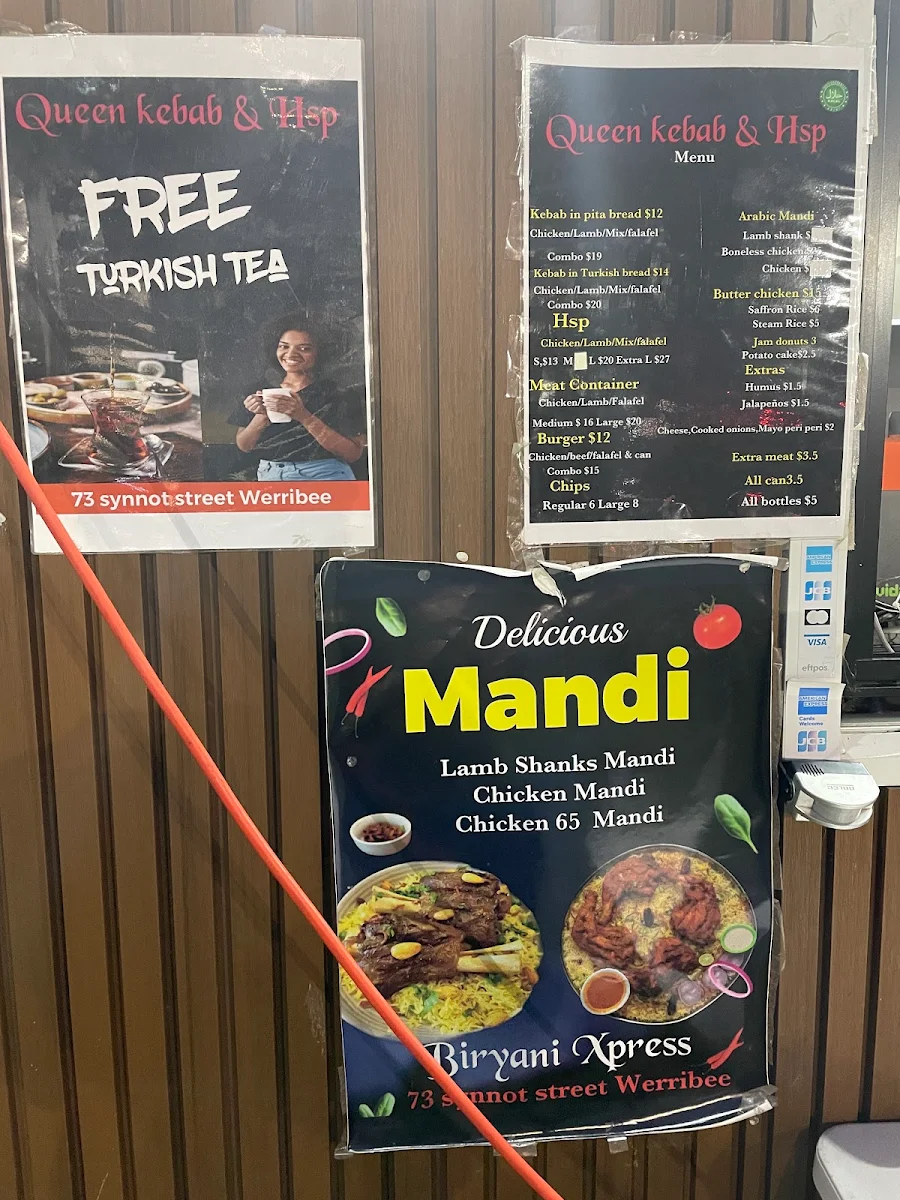 Menu, Queen Kebab and Hsp