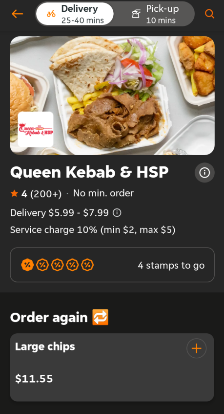 Menu, Queen Kebab and Hsp