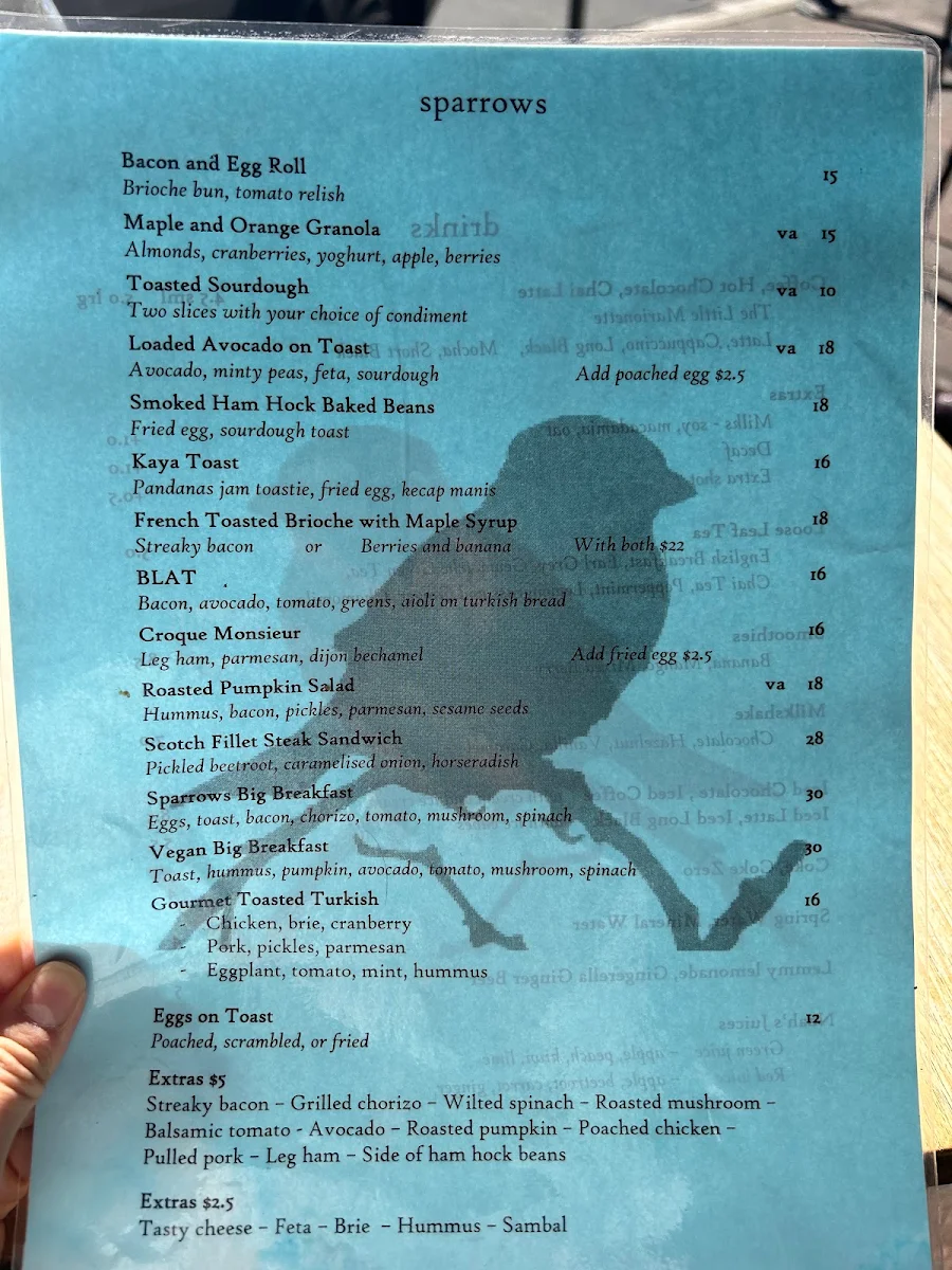 Menu, Sparrows Leura
