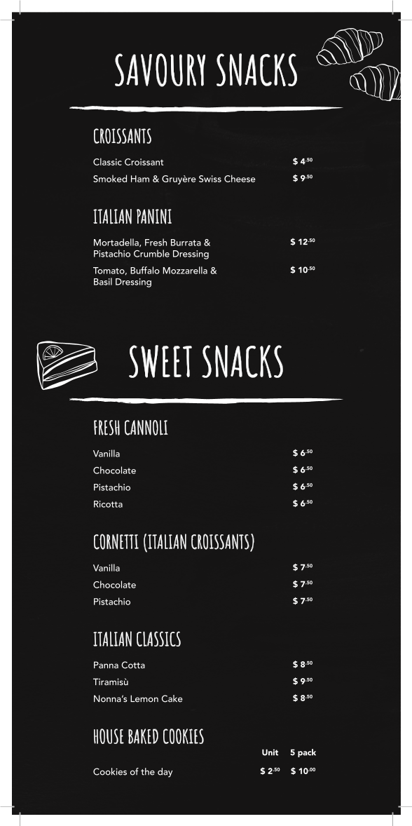 Menu, Gnocchi Gnocchi Brothers, Clayfield