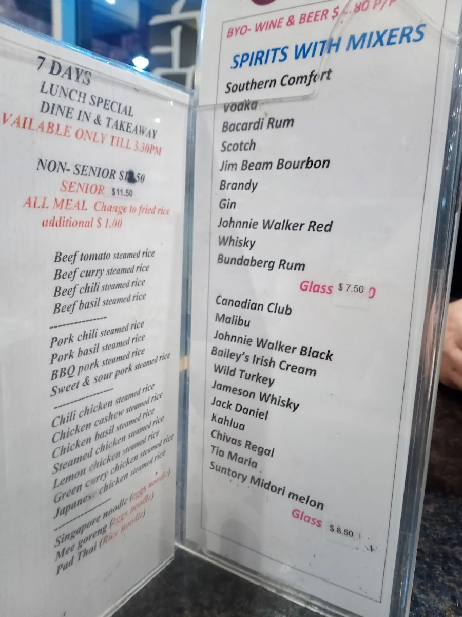 Menu, Han's Cafe Armadale