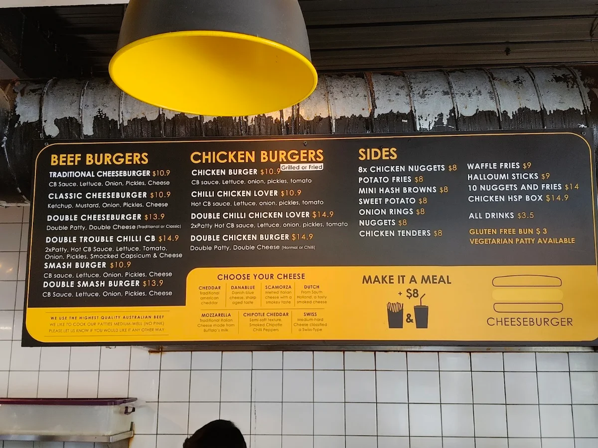 Menu, Cheeseburger Adelaide